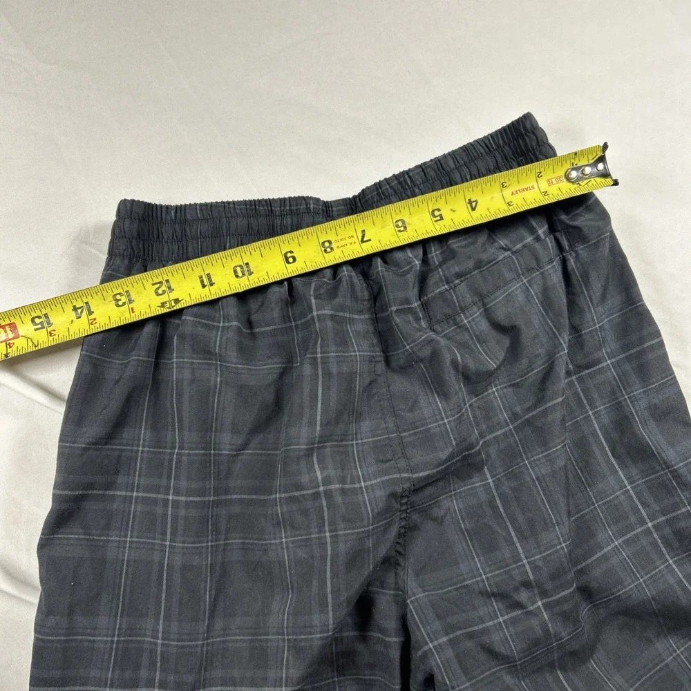Speedo Swim Trunk Shorts Mens XS Black Geometric Check Surfing Drawstring Waist